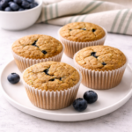 plate of blueberry zucchini muffins