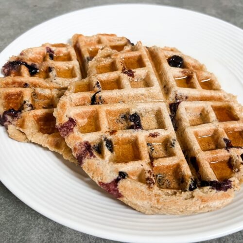 healthy blueberry oat waffles