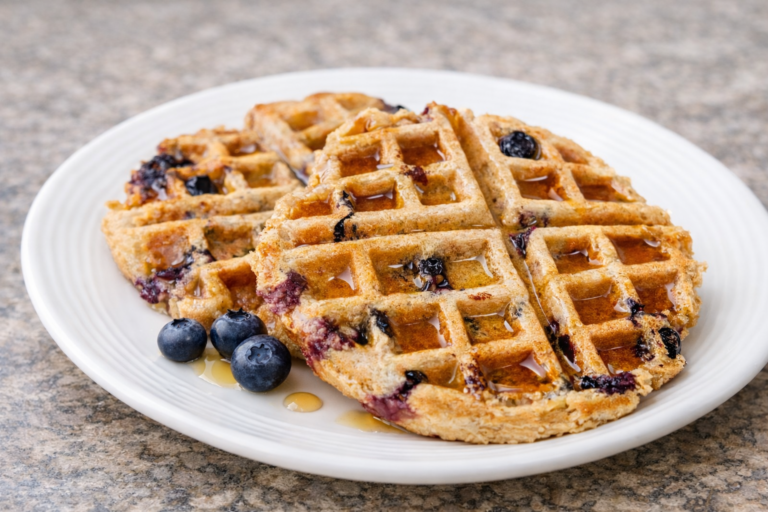 Low Sugar Blueberry Waffles (High Fiber + Toddler Approved)