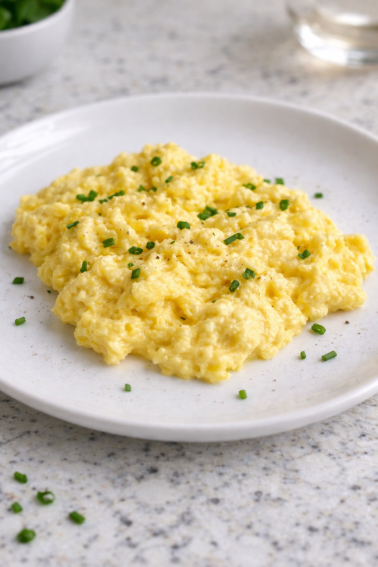 Scrambled Eggs with Cottage Cheese (Soft, Creamy, Fully Cooked)