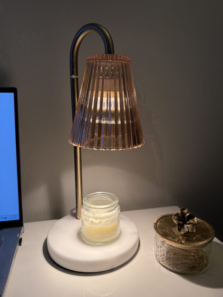 candle warming lamp for a cozy home office vibe