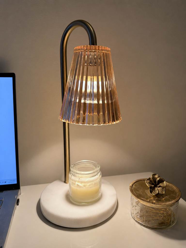 candle warming lamp for a cozy home office vibe
