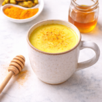 golden milk (turmeric milk) with honey