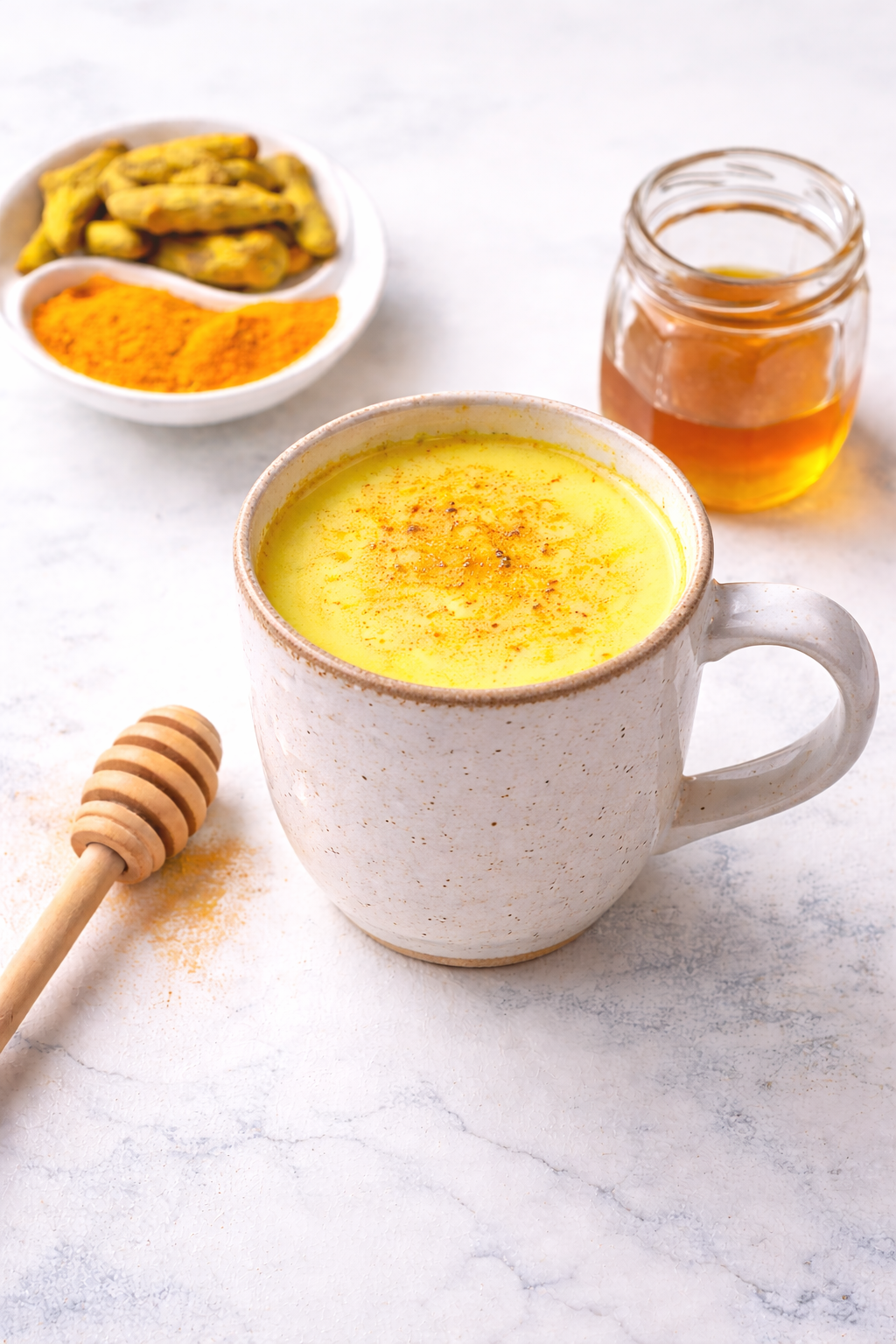 golden milk (turmeric milk) with honey