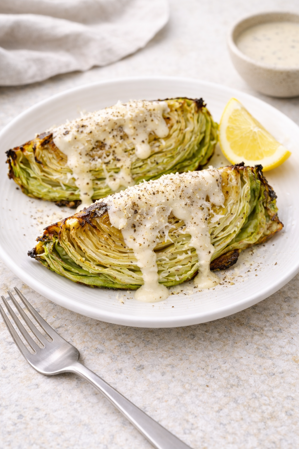 Roasted Cabbage Quarters (Plus An Easy Caesar Wedge Recipe) - Reach Wellth