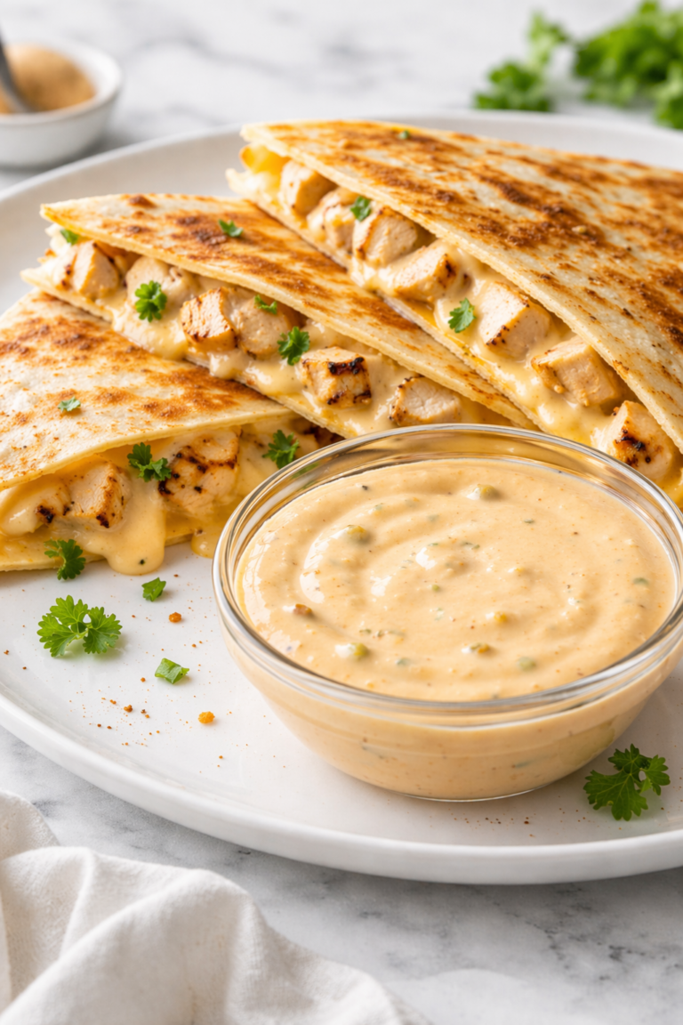 Taco Bell Quesadilla Sauce Copycat + Chicken Quesadilla Recipe
