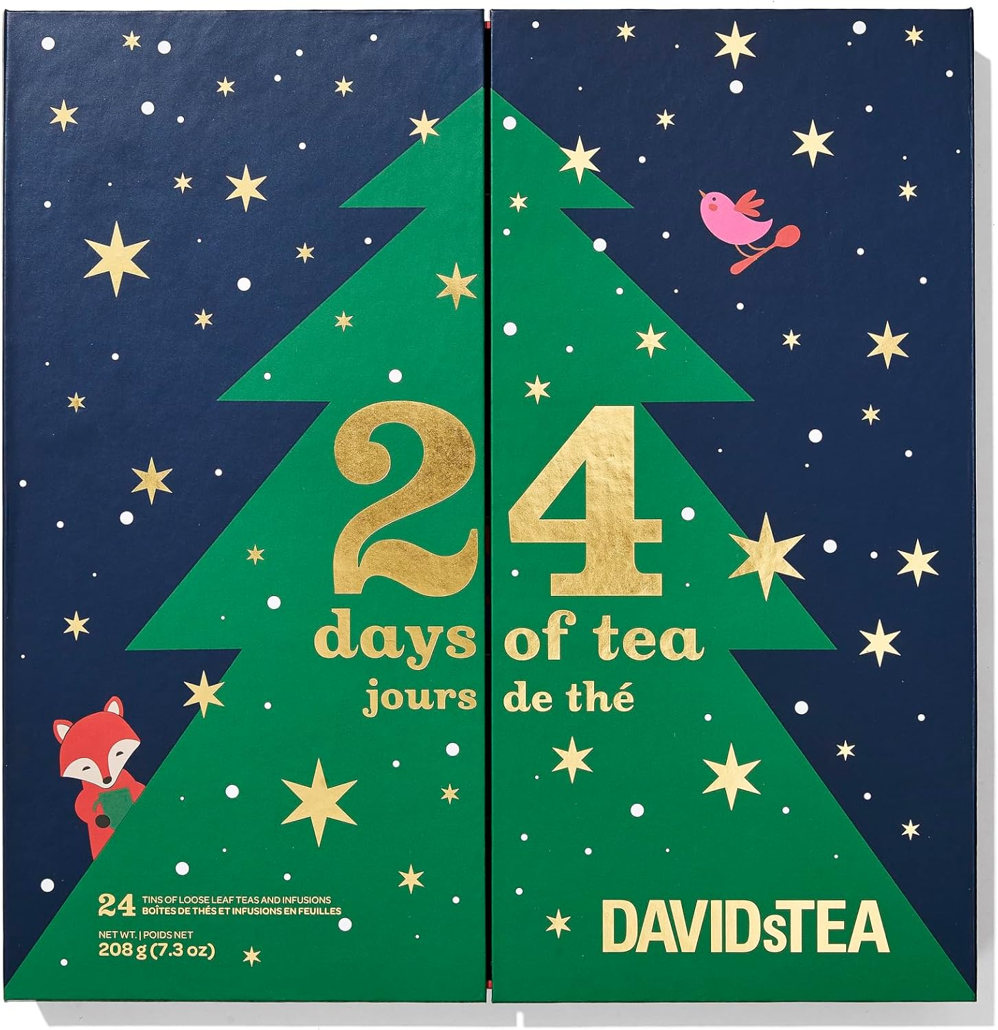 DAVIDsTEA 24 Days of Tea Holiday Advent Calendar, Loose Leaf, 48 Servings | Advent Calendar for Adults, Holiday Tea Gift for Tea Lovers, Two Cups per Drawer, Chocolate & Caramel to Spiced Citrus B...