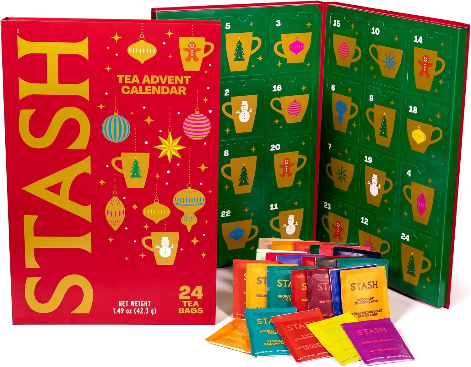 STASH Tea Advent Calendar 2026, 24 Bags, Black, Green & Herbal Teas | Open 24 festive doors to discover 15 caffeinated and 9 caffeine-free blends with cozy spice, fruit, floral and dessert notes